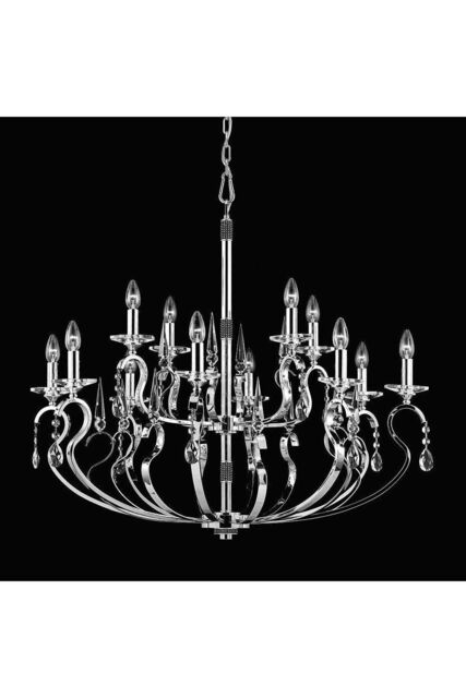 Netlighting Rhinestone Gun Metal Pendant 18 Arm Chandelier in Black