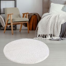 THE RUGS White Plain Soft High Pile Shaggy Rugs & Runners Living Room Bedroom - Size: 140 cm x 200 cm - thumbnail 9