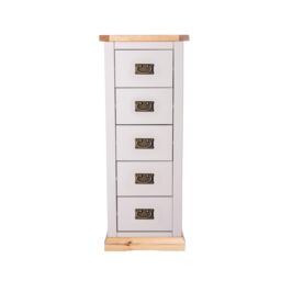 Cabinet Bits Bomporto 5 Drawer Narrow Chest of Drawers Bras Drop Handle in Light Grey - thumbnail 1