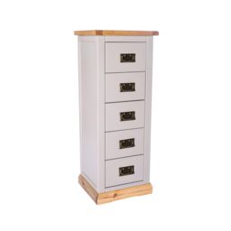 Cabinet Bits Bomporto 5 Drawer Narrow Chest of Drawers Bras Drop Handle in Light Grey - thumbnail 2