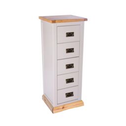Cabinet Bits Bomporto 5 Drawer Narrow Chest of Drawers Bras Drop Handle in Light Grey - thumbnail 3