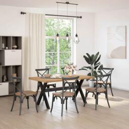 Berkfield Home Dining Table NOAIN X-Shaped Legs 160x90x75 cm Solid Wood Pine in Brown - Size: 160 x 90 x 75 cm - thumbnail 2