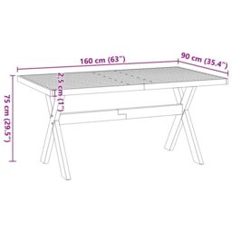 Berkfield Home Dining Table NOAIN X-Shaped Legs 160x90x75 cm Solid Wood Pine in Brown - Size: 160 x 90 x 75 cm - thumbnail 9