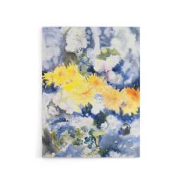 "Artery8 Yellow & Blue Floral Watercolour Demuth Canvas Wall Art Print - Size: W12"" x H16""" - thumbnail 1