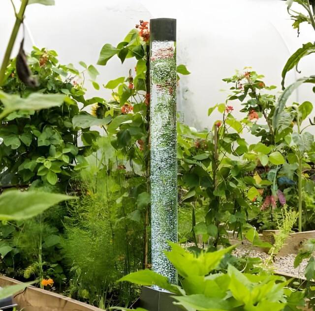 Primrose Bubble Tube Water Feature with Colour Changing LEDs Indoor Use 130cm in Metallic Silver - image 1