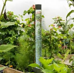 Primrose Bubble Tube Water Feature with Colour Changing LEDs Indoor Use 130cm in Metallic Silver