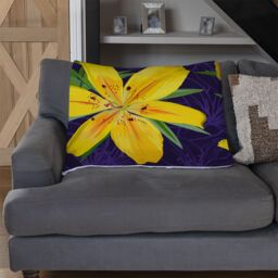 Benjamin Tate Design Yellow Lily Flowers Blanket in Natural - Size: 120 cm x 150 cm - thumbnail 2