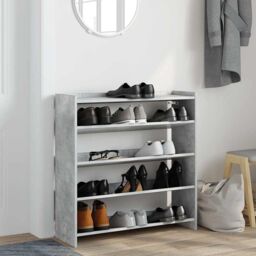 Berkfield Home Shoe Rack Concrete Grey 80x25x81 cm Engineered Wood - Size: 80 x 25 x 81 cm - thumbnail 3