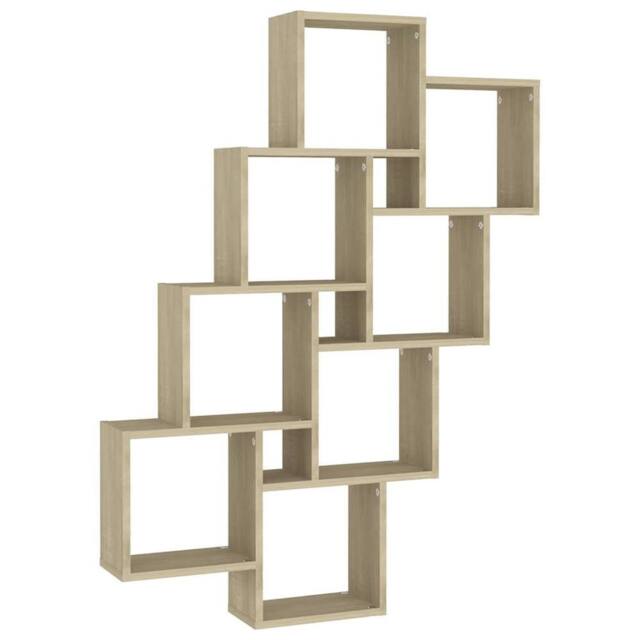 Berkfield Home Wall Cube Shelf Sonoma Oak 90x15x119 cm Engineered Wood in Brown - Size: 90 x 15 x 119 cm - image 1