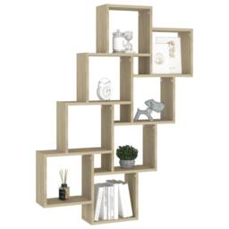 Berkfield Home Wall Cube Shelf Sonoma Oak 90x15x119 cm Engineered Wood in Brown - Size: 90 x 15 x 119 cm - thumbnail 3