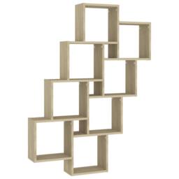 Berkfield Home Wall Cube Shelf Sonoma Oak 90x15x119 cm Engineered Wood in Brown - Size: 90 x 15 x 119 cm - thumbnail 1