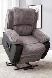 More4Homes Postana Dual Motor Electric Rise Recliner Jumbo Cord Fabric Chair in Grey - thumbnail 1