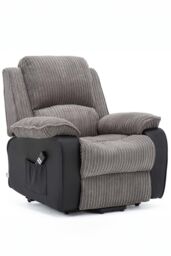 More4Homes Postana Dual Motor Electric Rise Recliner Jumbo Cord Fabric Chair in Grey - thumbnail 2