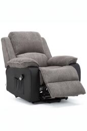 More4Homes Postana Dual Motor Electric Rise Recliner Jumbo Cord Fabric Chair in Grey - thumbnail 3
