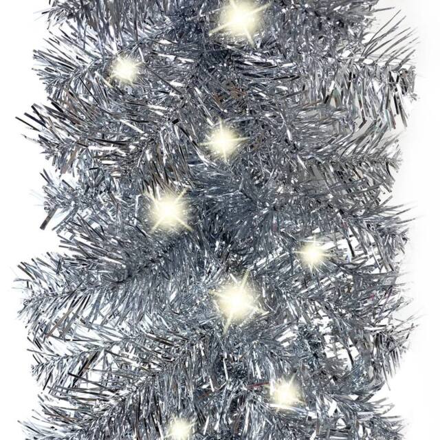 Berkfield Home Cosy Christmas Garland with LED Lights 20 m Silver - image 1