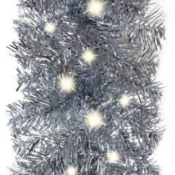 Berkfield Home Cosy Christmas Garland with LED Lights 20 m Silver - thumbnail 1