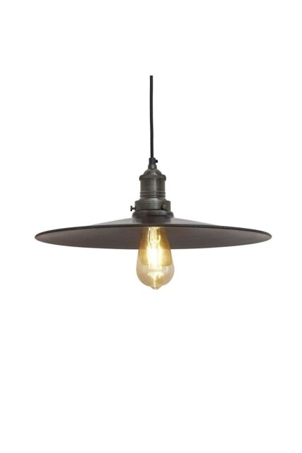 Industville Brooklyn Flat Pendant, 15 Inch, Pewter, Pewter Holder in Dark Grey - image 1