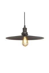 Industville Brooklyn Flat Pendant, 15 Inch, Pewter, Pewter Holder in Dark Grey - thumbnail 1