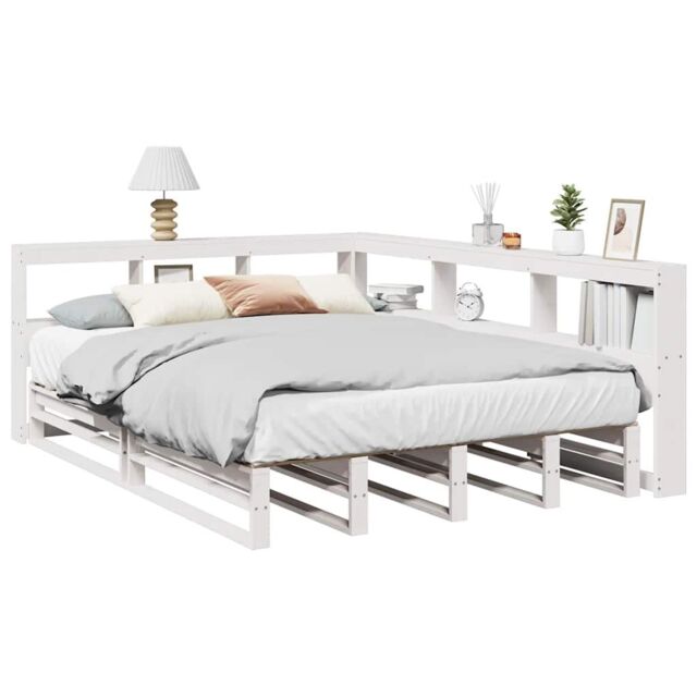Berkfield Home Bookcase Bed without Mattress White 140x190cm Solid Wood Pine - Size: 140x190 cm - image 1