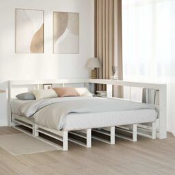 Berkfield Home Bookcase Bed without Mattress White 140x190cm Solid Wood Pine - Size: 140x190 cm - thumbnail 4