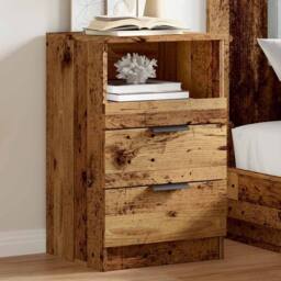 Berkfield Home Bedside Cabinets 2 pcs Old Wood 40x36x65 cm Engineered Wood in Brown - Size: 40 x 36 x 65 cm - thumbnail 3