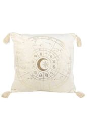 KDMD 35cm Square Off-White Astrology Wheel Cushion in White