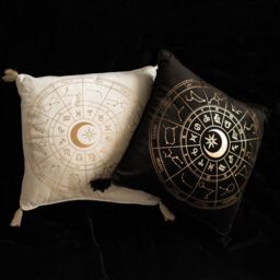 KDMD 35cm Square Off-White Astrology Wheel Cushion in White - thumbnail 5