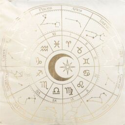 KDMD 35cm Square Off-White Astrology Wheel Cushion in White - thumbnail 2