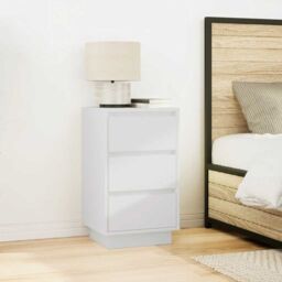 Berkfield Home Bedside Cabinet with LED Lights¬†White 38x34x65 cm in White - Size: 38 x 34 x 65 cm - thumbnail 4