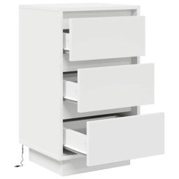 Berkfield Home Bedside Cabinet with LED Lights¬†White 38x34x65 cm in White - Size: 38 x 34 x 65 cm - thumbnail 6