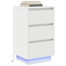 Berkfield Home Bedside Cabinet with LED Lights¬†White 38x34x65 cm in White - Size: 38 x 34 x 65 cm - thumbnail 5