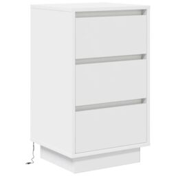 Berkfield Home Bedside Cabinet with LED Lights¬†White 38x34x65 cm in White - Size: 38 x 34 x 65 cm - thumbnail 3