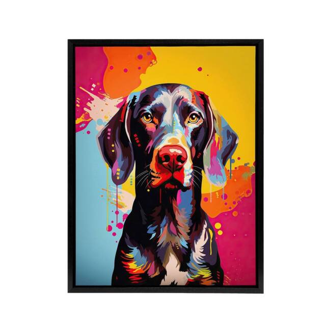 "Artery8 German Shorthaired Pointer Dog Portrait Framed Canvas Wall Art Print - Size: W24"" x H32""" - image 1
