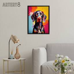 "Artery8 German Shorthaired Pointer Dog Portrait Framed Canvas Wall Art Print - Size: W24"" x H32""" - thumbnail 3