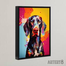 "Artery8 German Shorthaired Pointer Dog Portrait Framed Canvas Wall Art Print - Size: W24"" x H32""" - thumbnail 2