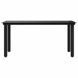 Berkfield Home Elegant Garden Dining Table Black 160x80x74cm Steel & Tempered Glass - Size: 160 x 80 x 74 cm - thumbnail 5