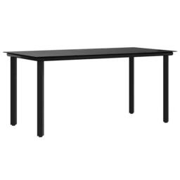 Berkfield Home Elegant Garden Dining Table Black 160x80x74cm Steel & Tempered Glass - Size: 160 x 80 x 74 cm - thumbnail 7