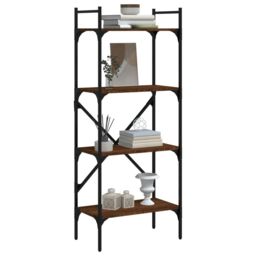 Berkfield Home Bookcase 4-Tier Brown Oak 56x31.5x138.5 cm Engineered Wood - thumbnail 3