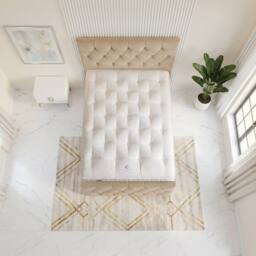 "Somnior Ziggy Velvet Divan Bed Mattress No Draw 54"" Headboard 22"" Footboard in Beige - Size: Small Double" - thumbnail 3