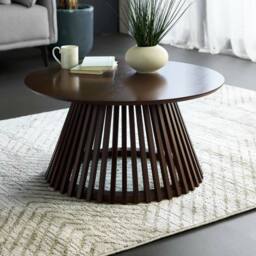 Cheshire Orla 80cm Round Coffee Table in Dark Oak in Dark Brown - thumbnail 2