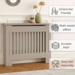 Neo Grey Belgravia Decorative Radiator Cover H82 x W112 x D19 cm in Light Grey - Size: Medium - thumbnail 4