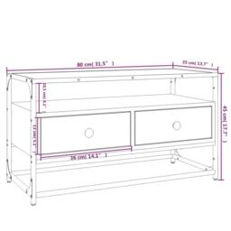 Berkfield Home TV Cabinet Grey Sonoma 80x35x45 cm Engineered Wood - Size: 80 x 35 x 45 cm - thumbnail 9
