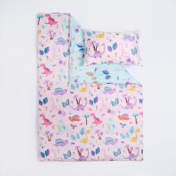 OHS Dino Duvet Cover Bedding Set Reversible Pillowcase Kids Quilt in Pink - Size: Single - thumbnail 6