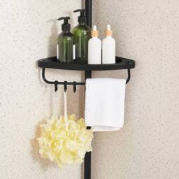 VOGREX 4-Tier Telescopic Bathroom Corner Shower Caddy Storage Rack in Black - thumbnail 2