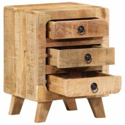 Berkfield Home Bedside Cabinet 2 pcs 37x32x50 cm Solid Wood Rough Mango in Brown - Size: 37 x 32 x 50 cm - thumbnail 5