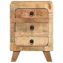 Berkfield Home Bedside Cabinet 2 pcs 37x32x50 cm Solid Wood Rough Mango in Brown - Size: 37 x 32 x 50 cm - thumbnail 2