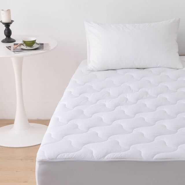Glamhaus Mattress Topper with Fitted Skirt - Oeko Tex 100 & Silvadur - Single in White - image 1