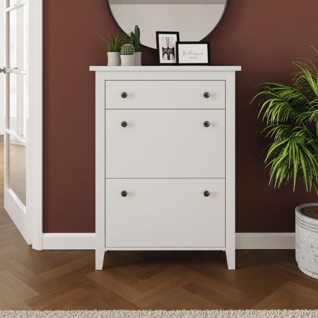 GFW Deluxe Two Tier Shoe Cabinet in White - image 1