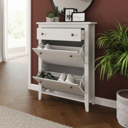 GFW Deluxe Two Tier Shoe Cabinet in White - thumbnail 4