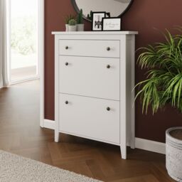 GFW Deluxe Two Tier Shoe Cabinet in White - thumbnail 2